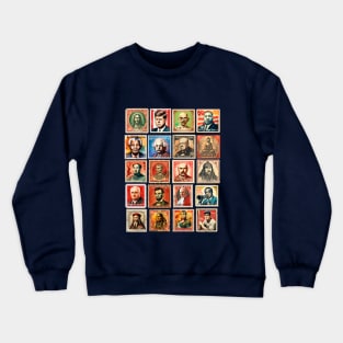 Postage Stamps Great Characters from History Crewneck Sweatshirt